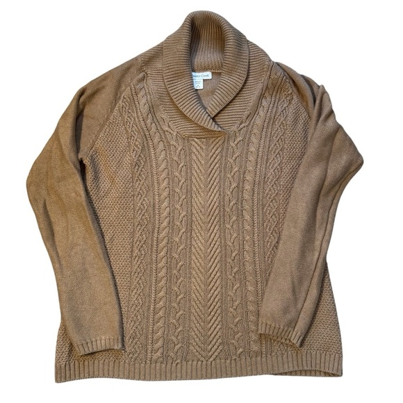 Coldwater Creek Sweaters - Coldwater Creek Shawl Collar Cable Knit Cozy Sweater Sz M 10-12 Classic